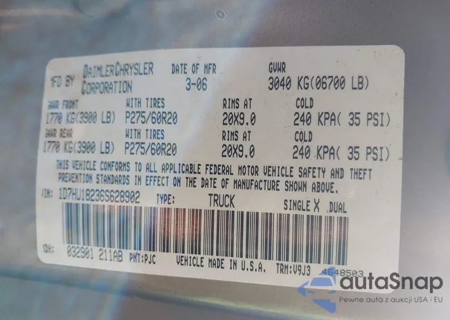 1D7HU18236S628902: 43155885