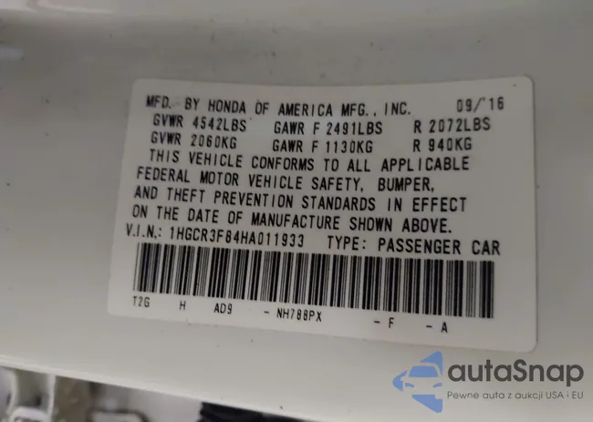 1HGCR3F84HA011933: 43155900