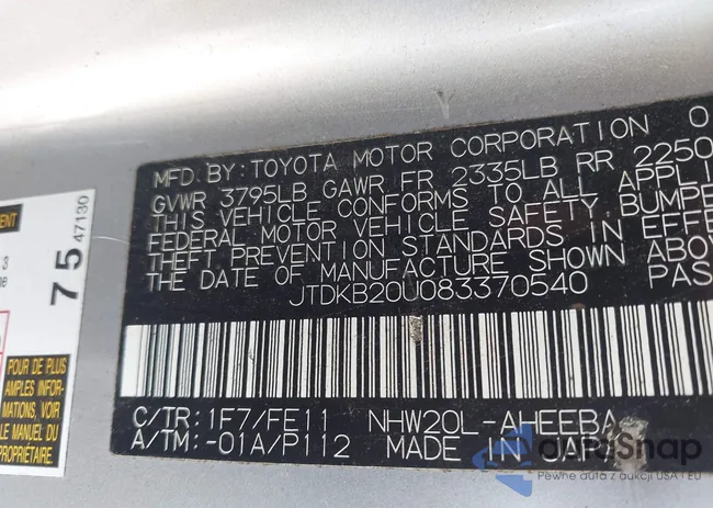 JTDKB20U083370540: 43157101