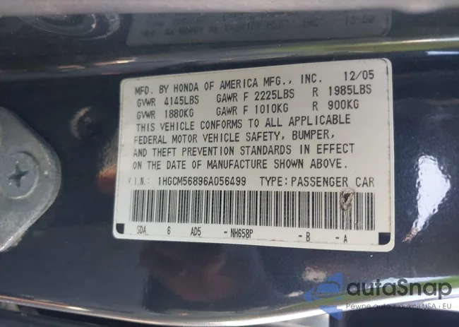 1HGCM56896A056499: 43157211