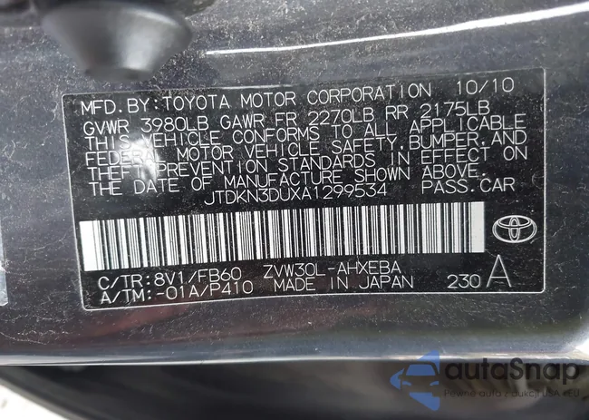 JTDKN3DUXA1299534: 43157261