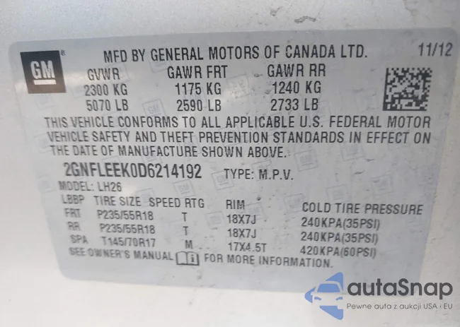 2GNFLEEK0D6214192: 43157297