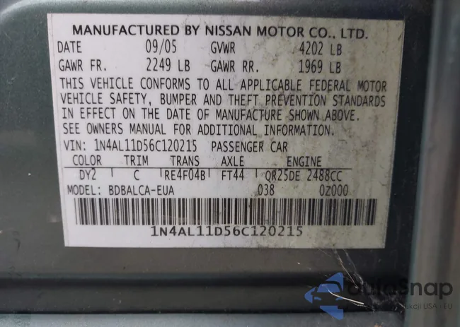 1N4AL11D56C120215: 43157312