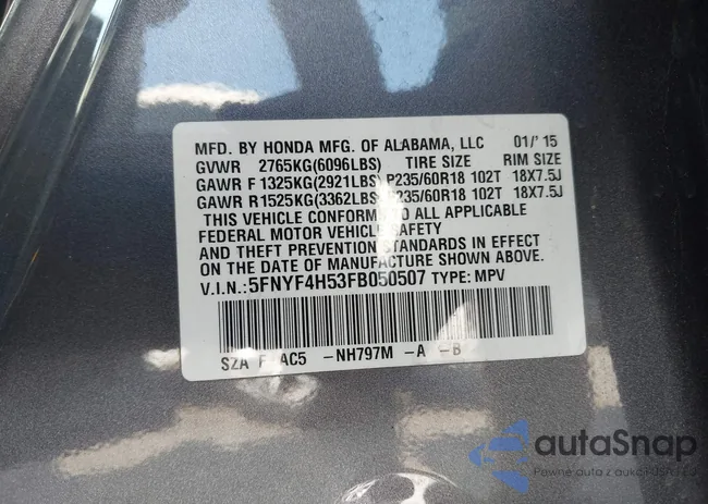 5FNYF4H53FB050507: 43157354