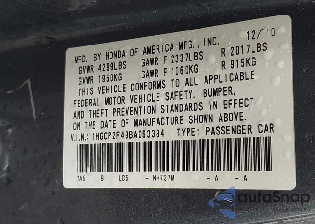 1HGCP2F49BA063384: 43157432