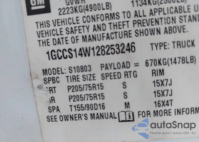 1GCCS14W128253246: 43157537