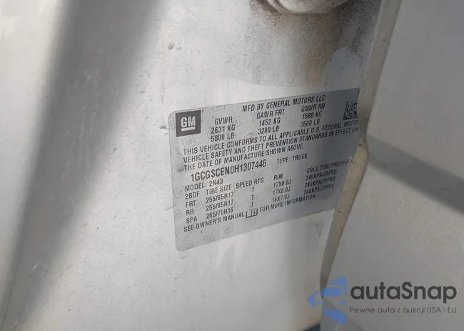 1GCGSCEN0H1307446: 43157584