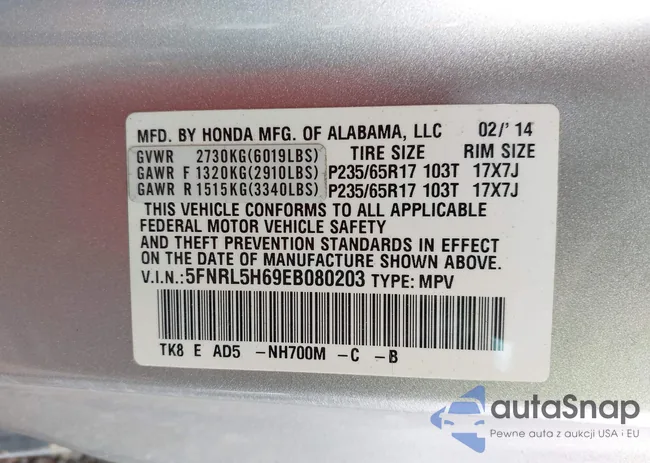 5FNRL5H69EB080203: 43157597