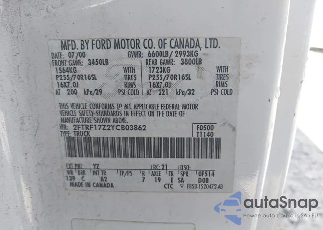 2FTRF17Z2YCB03862: 43156676