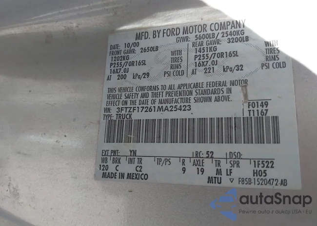 3FTZF17261MA25423: 43156682