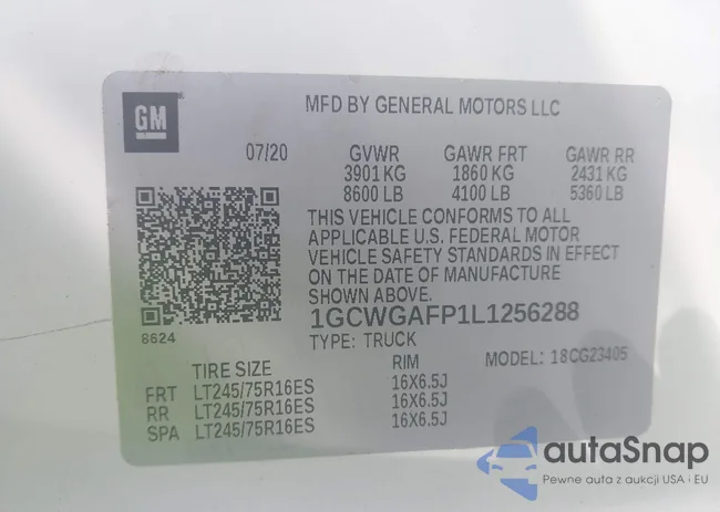 1GCWGAFP1L1256288: 43156786