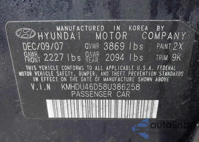 KMHDU46D58U386258: 43156834