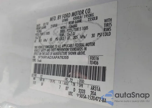 1FTKR1ADXAPA76355: 43156879