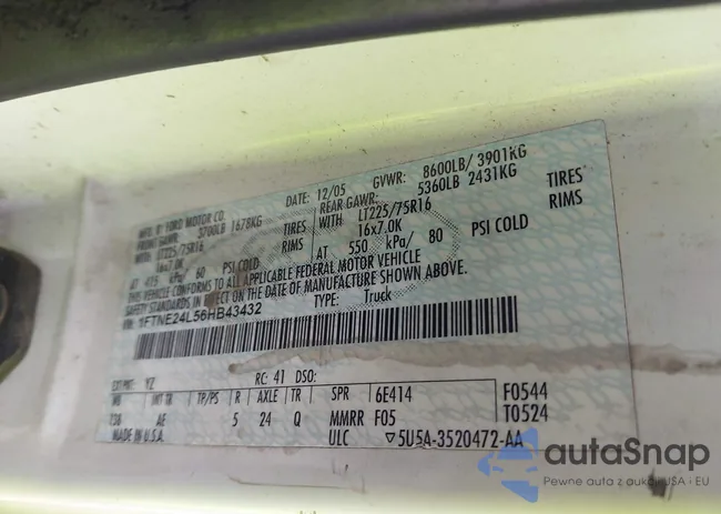 1FTNE24L56HB43432: 43156887