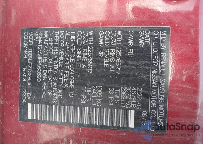 KNMAT2MV1FP580890: 43156894