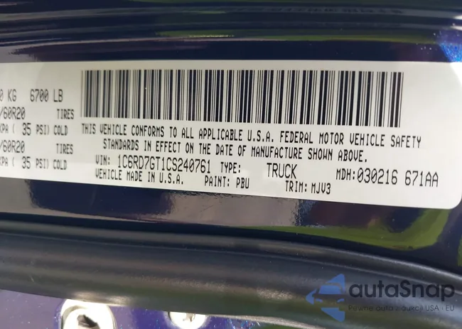 1C6RD7GT1CS240761: 43156897