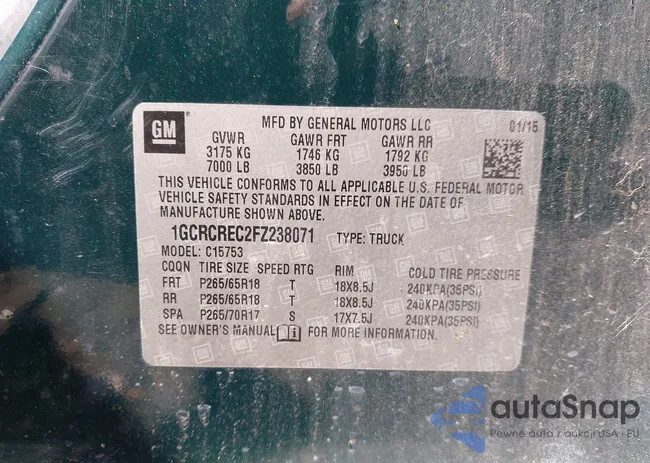 1GCRCREC2FZ238071: 43157012