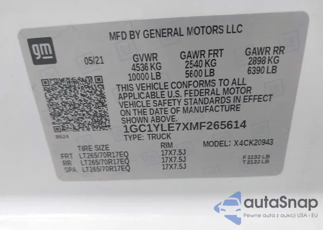 1GC1YLE7XMF265614: 43157022