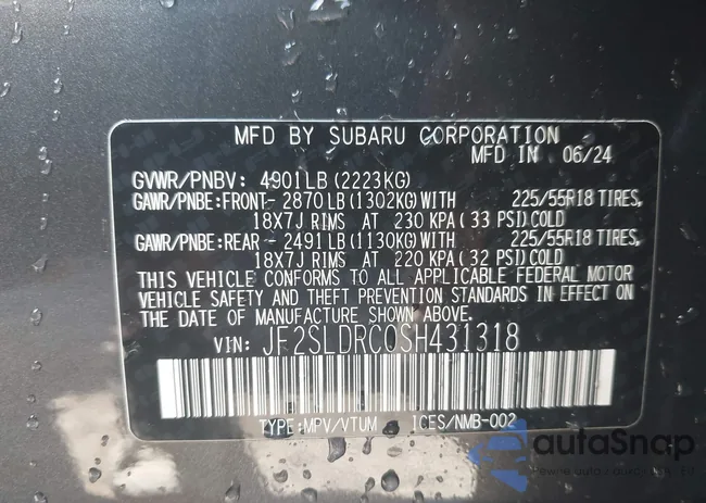 JF2SLDRC0SH431318: 43158209