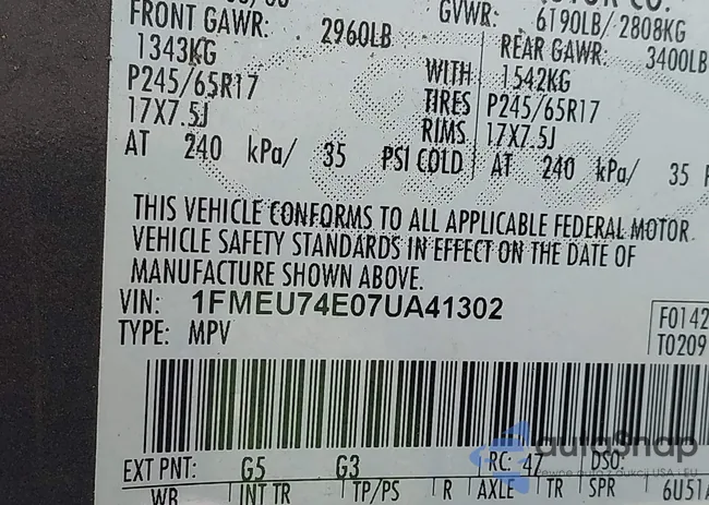 1FMEU74E07UA41302: 43158240