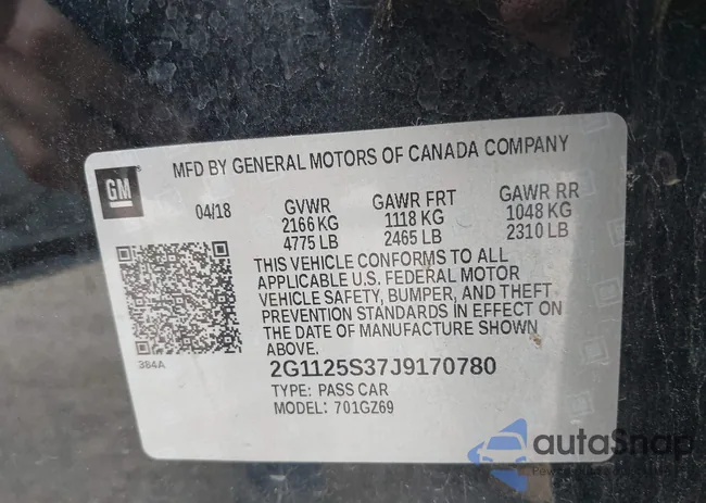 2G1125S37J9170780: 43158255