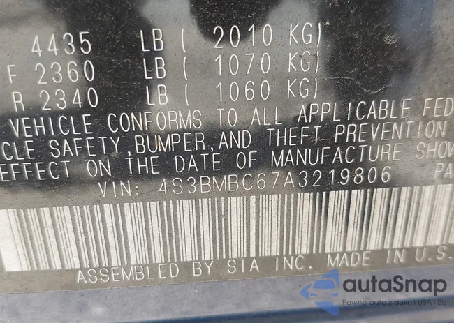 4S3BMBC67A3219806: 43158286