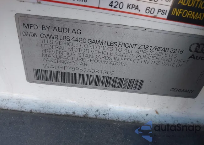 WAUHF78P57A081302: 43158431
