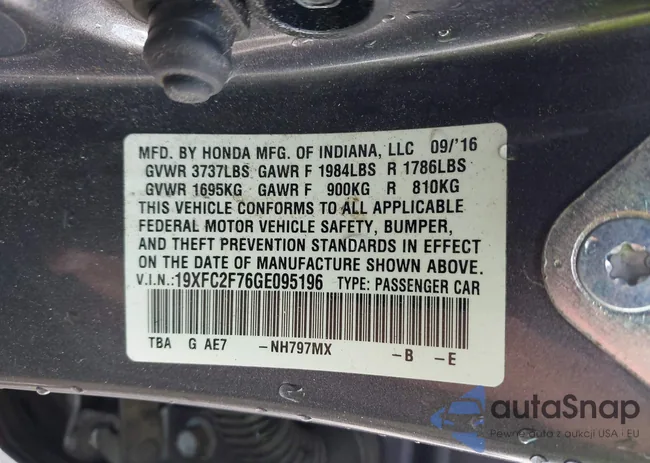 19XFC2F76GE095196: 43158452