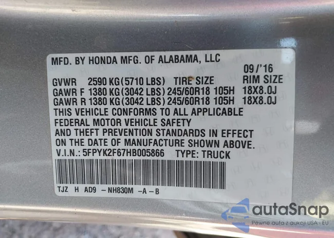 5FPYK2F67HB005866: 43158524