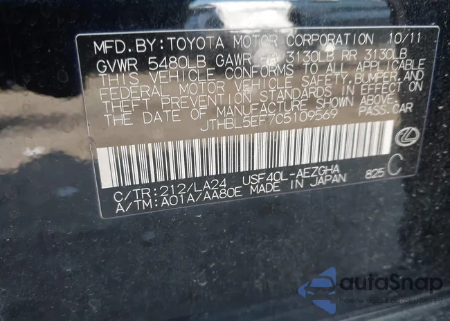 JTHBL5EF7C5109569: 43157635