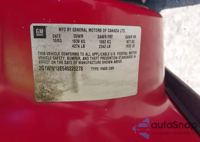 2G1WW12E549228278: 43157720