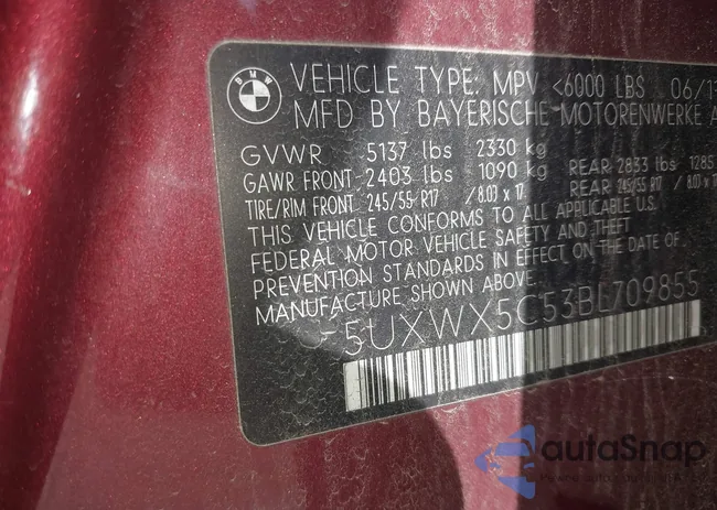 5UXWX5C53BL709855: 43157738