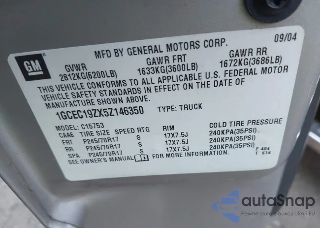 1GCEC19ZX5Z146350: 43157763