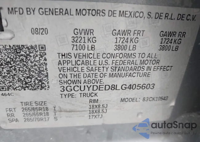 3GCUYDED8LG405603: 43157908