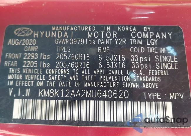 KM8K12AA2MU640620: 43157919