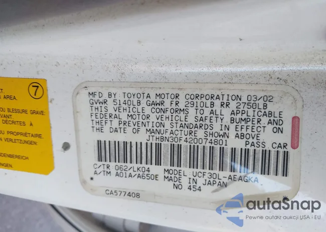 JTHBN30F420074801: 43157927