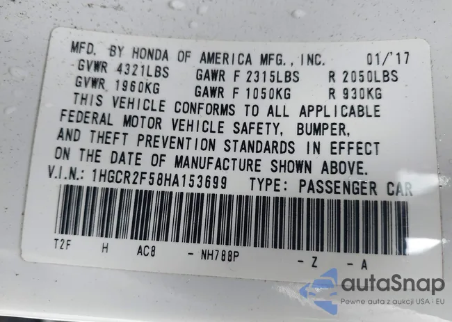 1HGCR2F58HA153699: 43159198