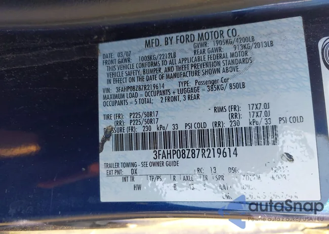 3FAHP08Z87R219614: 43159258