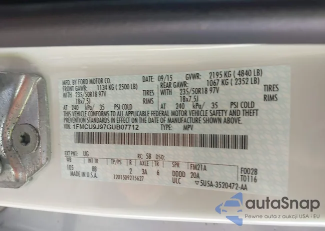 1FMCU9J97GUB07712: 43159330