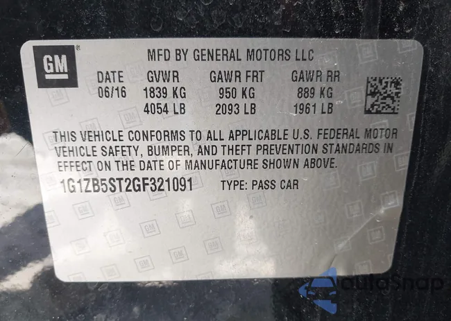 1G1ZB5ST2GF321091: 43159350