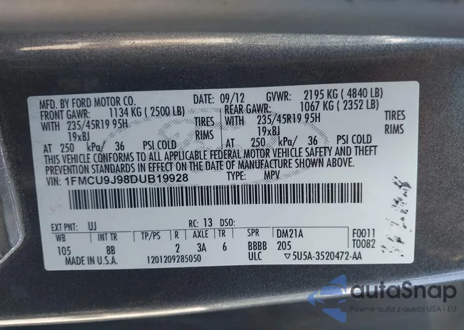 1FMCU9J98DUB19928: 43159517