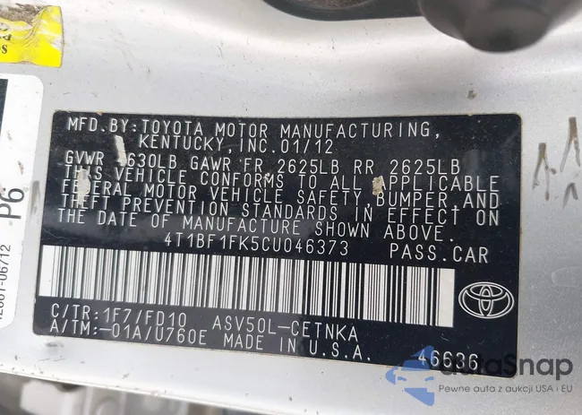 4T1BF1FK5CU046373: 43159534