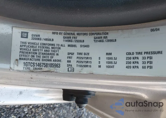 1GTCS146758105963: 43158635