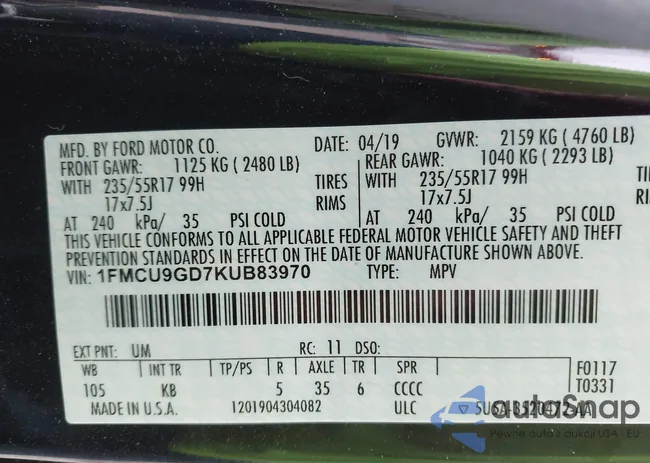 1FMCU9GD7KUB83970: 43158648