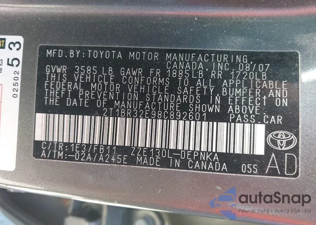 2T1BR32E98C892601: 43158739