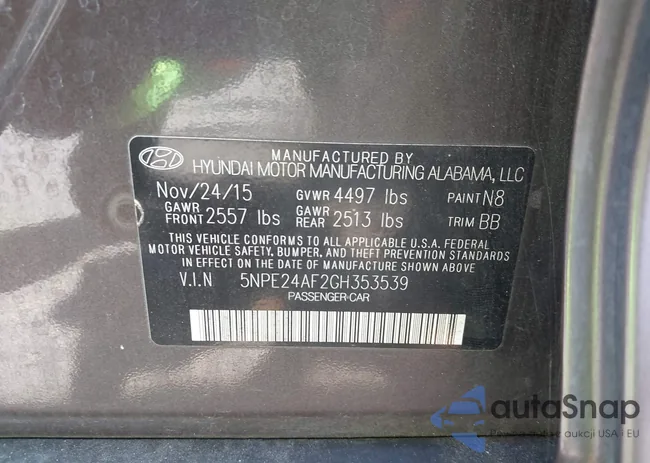 5NPE24AF2GH353539: 43158820