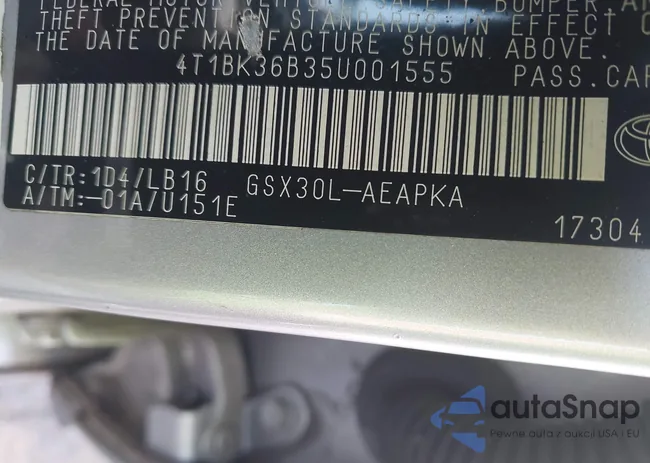 4T1BK36B35U001555: 43160035
