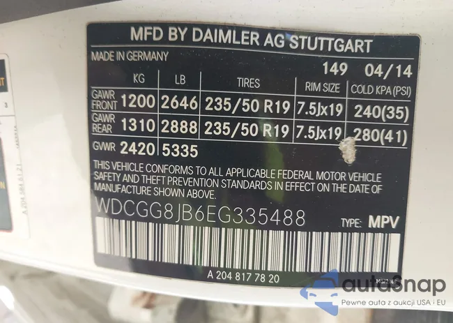 WDCGG8JB6EG335488: 43160120