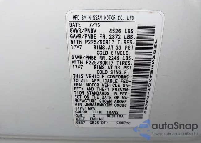 JN8AS5MVXDW109686: 43160189