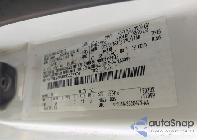 1FTNE2EW6CDA67974: 43160195